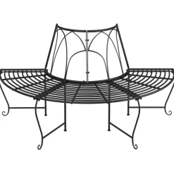 Puolipyöreä puunympäryspenkki 2 kpl Ø159 cm musta teräs