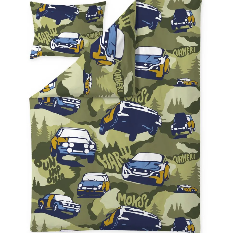 Pussilakanasetti Vallila Ralli 150x210cm vihreä