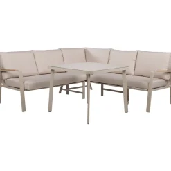 Puutarhakalustesetti Home4You UPLAND pöytä ja kulmasohva, beige