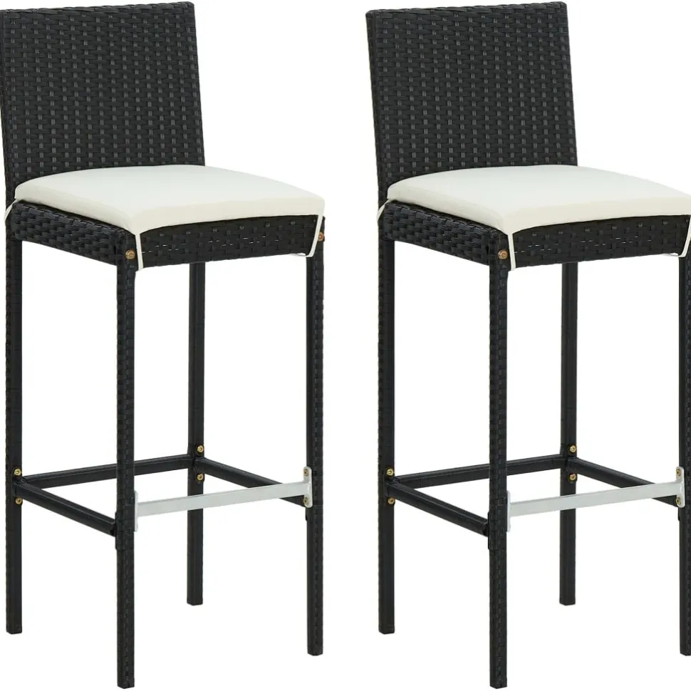 Puutarhan bistrosarja 3-osainen tyynyillä polyrottinki musta (95445)