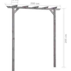 Puutarhan pergola harmaa 200x40x205 cm kyllästetty mänty