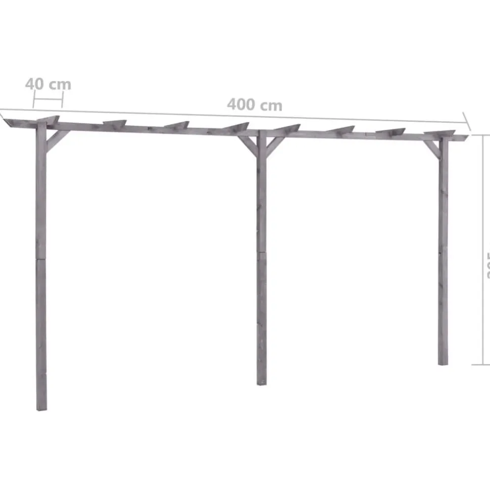 Puutarhan pergola harmaa 400x40x205 cm kyllästetty mänty