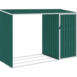 Puutarhan polttopuuvaja vihreä 245x98x159cm galvanoitu teräs