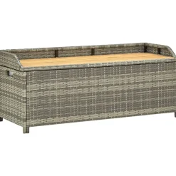 Puutarhan säilytyspenkki 120 cm polyrottinki harmaa