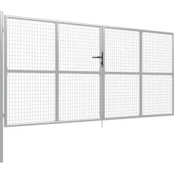 Puutarhaportti galvanoitu teräs 415x200cm hopea