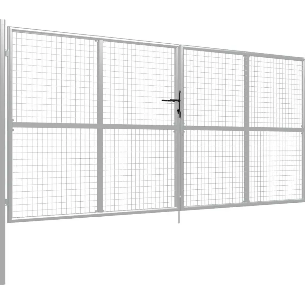 Puutarhaportti galvanoitu teräs 415x200cm hopea