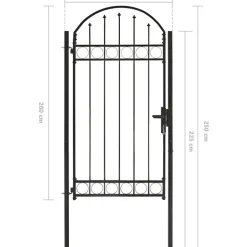 Puutarhaportti kaareva teräs 100x250cm musta