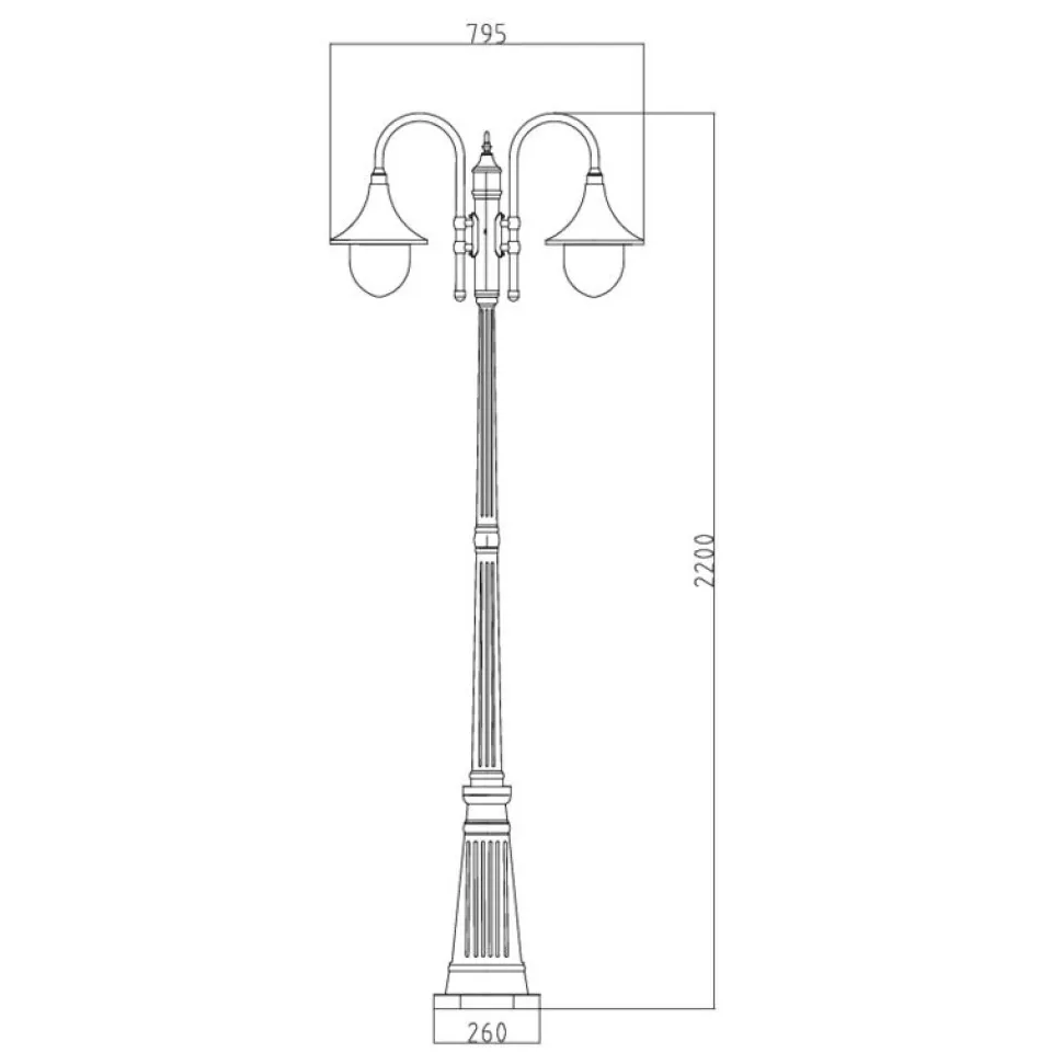 Pylväsvalaisin Kartano PKT-2U 2200 mm 2-osainen musta
