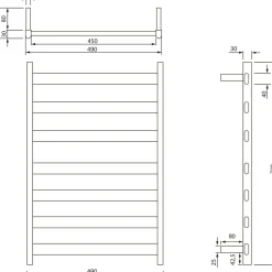 Pyyhekuivain Interia Elias 490x730x110 mm, 105 W, oikea, eri värejä