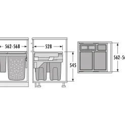 Pyykkikori Savo 60 cm 2x33 l + 1x12 l + 1x2.5 l