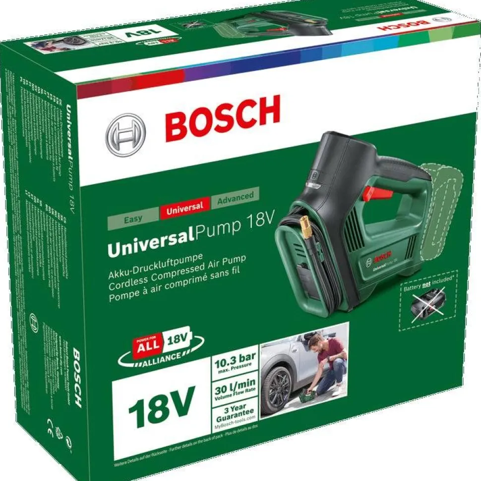 Renkaidenvaihtopaketti Bosch UniversalPump + UniversalImpactDrive 18V-350, 18V, 2.5Ah akulla