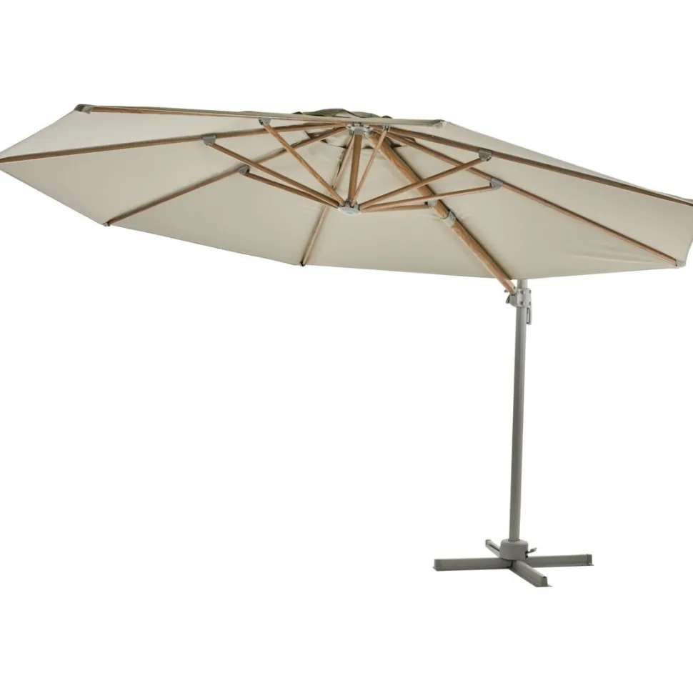 Riippuva aurinkovarjo Brafab Luzzi, Ø350cm, khaki/vaaleanharmaa