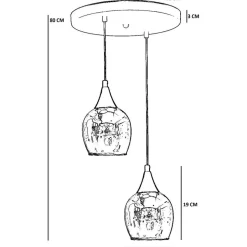 Riippuvalaisin Linento Lighting Enzo 2-osainen hunaja/kulta