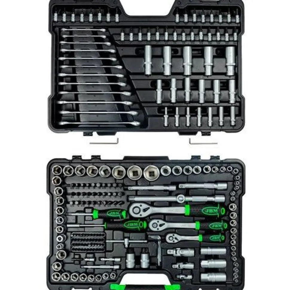 Räikkä- ja hylsysarja JBM 1/4"+3/8"+1/2", 216 osaa