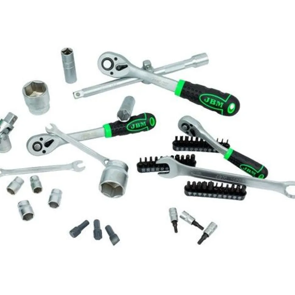 Räikkä- ja hylsysarja JBM 1/4"+3/8"+1/2", 216 osaa