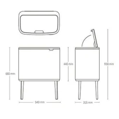 Roska-astia Brabantia Bo Touch Bin 3x11L Soft Beige