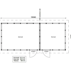 Roskakatos Timburg RK43V, 10040x4236mm, 42.5m², puuvalmis
