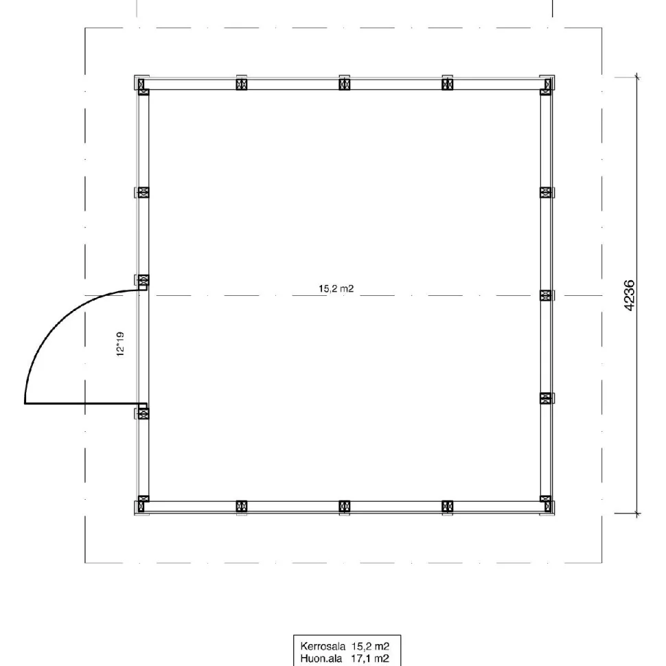 Roskakatos Timburg RK17, 4040x4236mm, 17.1m², puuvalmis