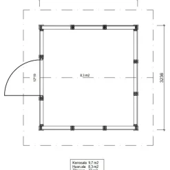 Roskakatos Timburg RK10, 3040x3226mm, 9.7m², puuvalmis