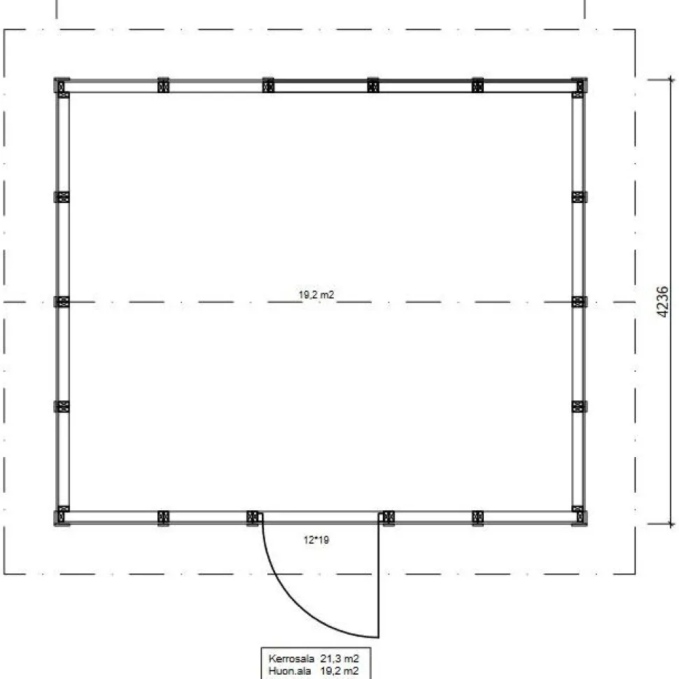 Roskakatos Timburg RK21, 6040x3236mm, 21.3m², puuvalmis