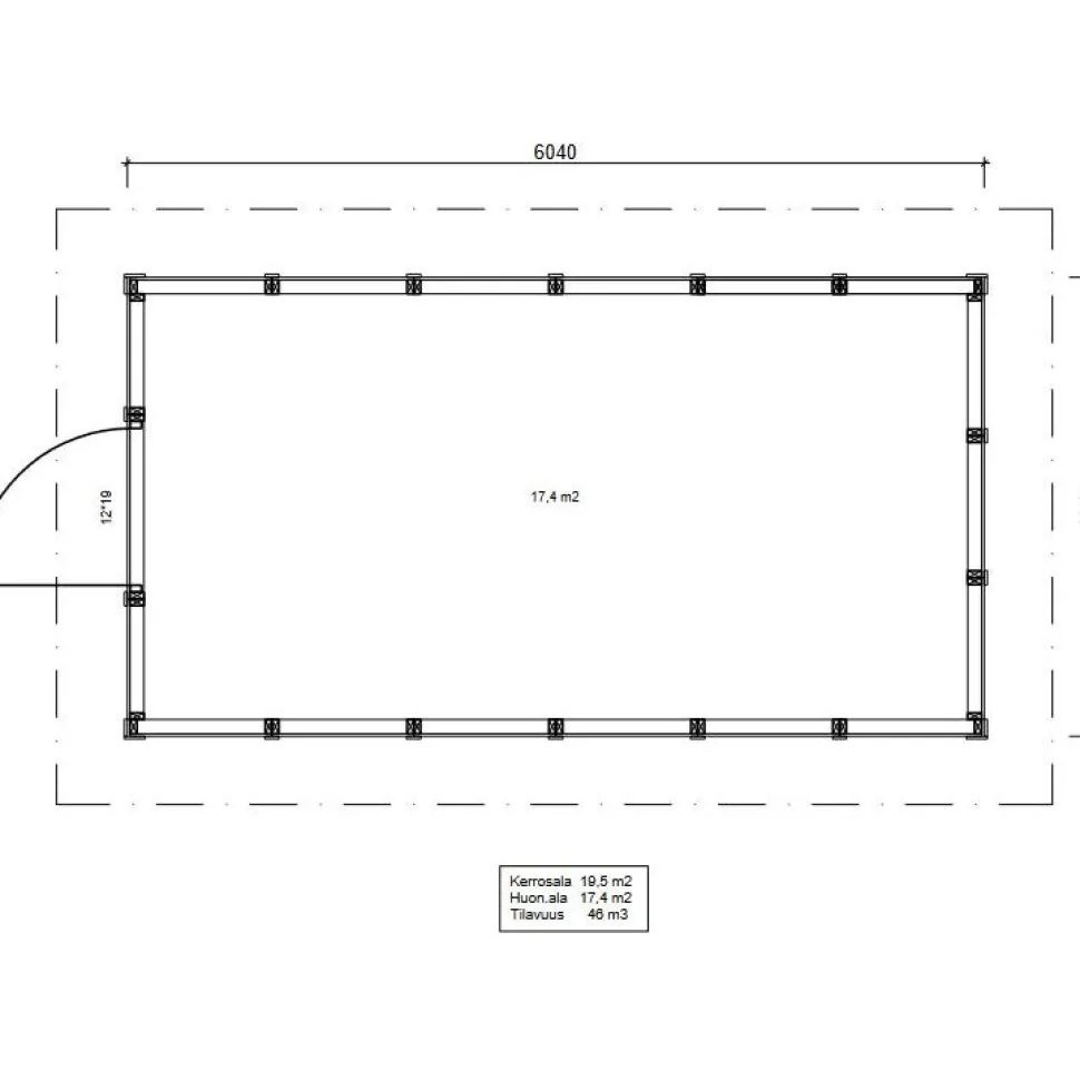 Roskakatos Timburg RK19, 6040x3236mm, 19.5m², puuvalmis