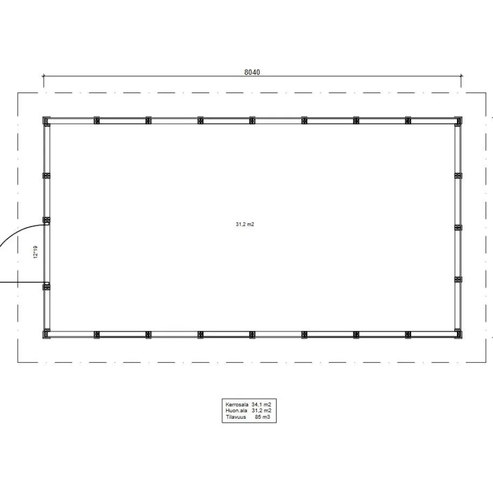 Roskakatos Timburg RK34, 8040x4236mm, 34m², puuvalmis