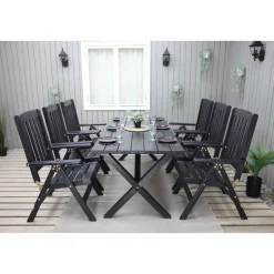 Ruokailuryhmä Baltic Garden Scottsdale 190cm pöytä + 6 tuolia musta