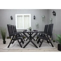 Ruokailuryhmä Baltic Garden Scottsdale 150cm pöytä + 4 tuolia musta