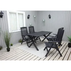 Ruokailuryhmä Baltic Garden Scottsdale 150cm pöytä + 4 tuolia musta