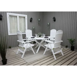 Ruokailuryhmä Baltic Garden Scottsdale Ø112cm pöytä + 4 Kungshamn tuolia valkoinen