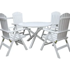 Ruokailuryhmä Baltic Garden Scottsdale Ø112cm pöytä + 4 Kungshamn tuolia valkoinen