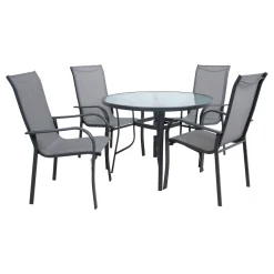 Ruokailuryhmä Home4You Everetø102cm + 4 tuolia, harmaa