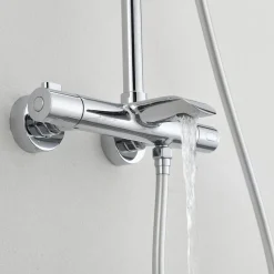 Sadesuihkusetti Bathlife Brusa, termostaattihanalla, suihkupää ⌀240mm, juoksuputkella, kiiltävä kromi