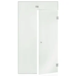 Saunan lasiseinä Andres Glass, ovi, lisäpala, korkea ikkuna, saranat sivulla, oikea