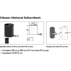 Saunapiipun Hormijakso Schiedel Ø115 mm 1000 mm kirkas ruostumaton teräs