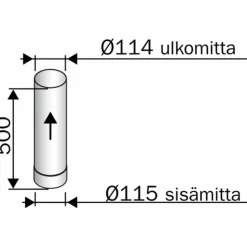 Savuputki/hormi Harvia 0,5 m/115 mm RST