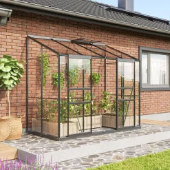 Seinäkasvihuone Vitavia Ida 3300, 3.3m², lasi, musta