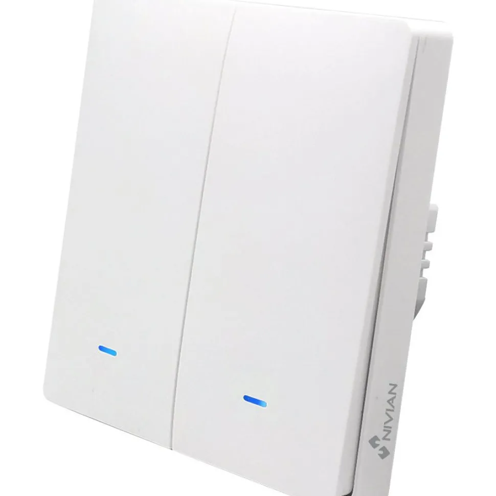 Seinäkytkin valoille Celetron Nivian Smart, 2-osainen, TUYA Smartlife Wifi/Wlan