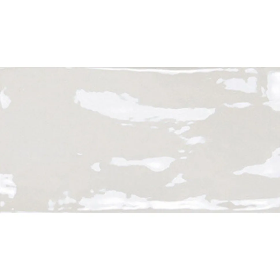 Seinälaatta Pukkila Manacor White kiiltävä strukturoitu 7,5x15 cm