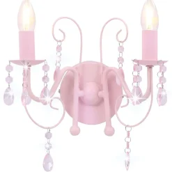 Seinävalaisin helmillä pinkki 2 x e14 polttimoa