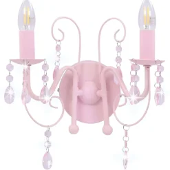 Seinävalaisin helmillä pinkki 2 x e14 polttimoa