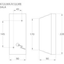 Seinävalaisin Sala IP44 90x90x220 mm ylös/alas valkoinen