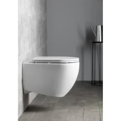 Seinä-WC-istuin Interia Infinity Rimless, huuhtelukaulukseton, valkoinen