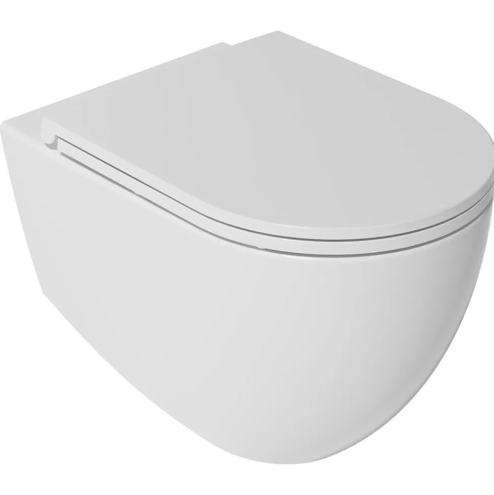 Seinä-WC-istuin Interia Infinity Rimless, huuhtelukaulukseton, valkoinen