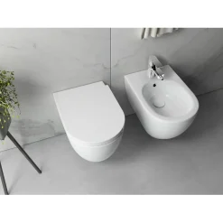 Seinä-WC-istuin Interia Infinity Rimless, huuhtelukaulukseton, valkoinen