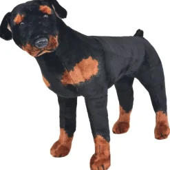 Seisova pehmolelu rottweiler musta ja valkoinen XXL