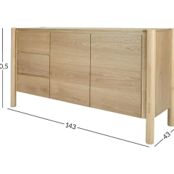 Senkki Home4You GARDENIA 143x43xK80,5 cm, tammi