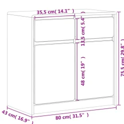 Senkki SAUDA tammenvärinen 80x43x75,5 cm täysi mänty (77600)