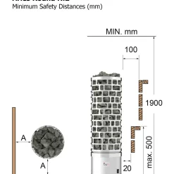 Sähkökiuas SAWO Aries Round Ni2 9 kW 8-13 m³ erillinen ohjaus
