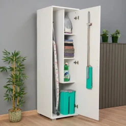 Siivouskaappi Linento Furniture Tuval 063, leveys 50cm, korkeus 176cm, valkoinen